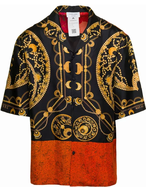 Marine Serre Multicolor Bowling Shirt With Ornament Jewelry Print In Silk Man
