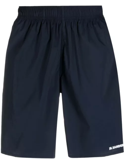 Jil Sander Blue Shorts With Logo In Polyammide Man