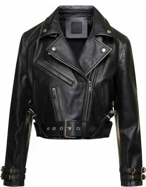 Givenchy Black Leather Crop Biker