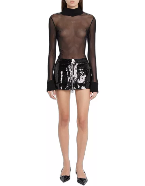 The Sterling Sequin-Embellished Mini Skirt