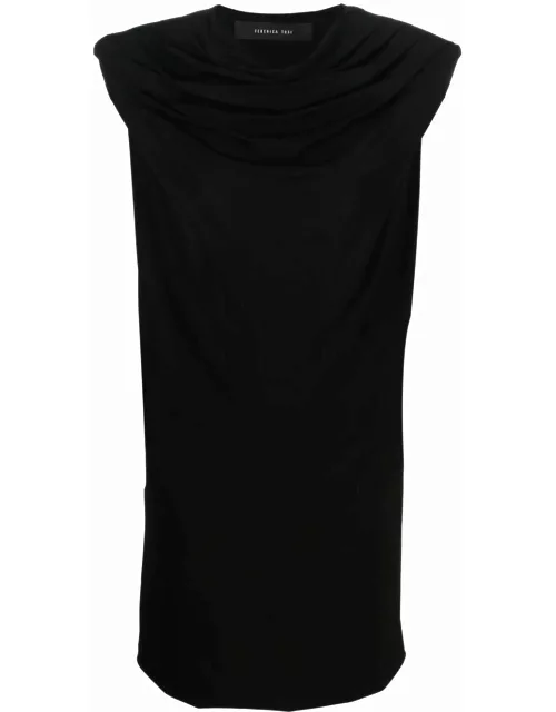 Black short dress with ruffle