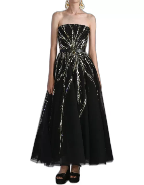 Saiid Kobeisy Tulle Strapless Dress with Sequin