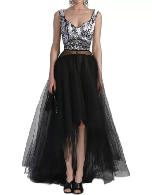 Saiid Kobeisy Satin Cropped Top with Skirt