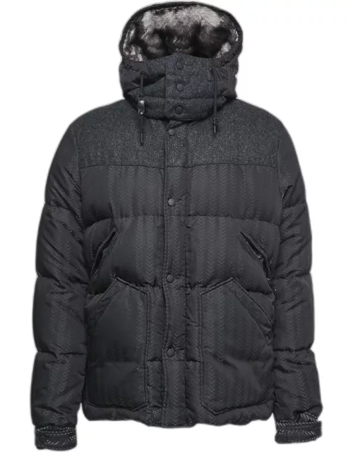 Moncler Black Chevron Patterned Synthetic Hooded Puffer Jacket