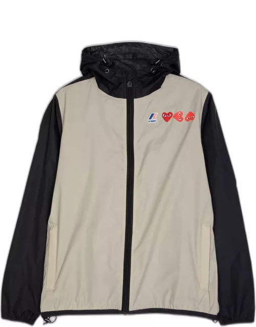 Comme des Garçons Play Unisex Jacket Beige and black nylon K-Way jacket