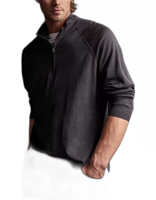 Linen Blend Half Zip Sweater