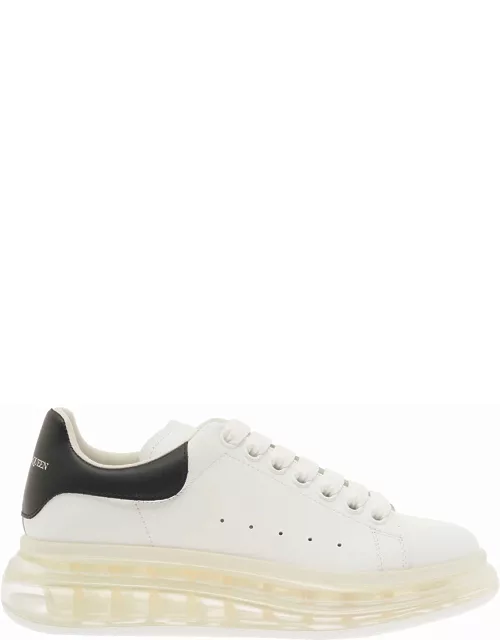 Alexander McQueen Transaparent Big Sole White Sneakers In Leather Man