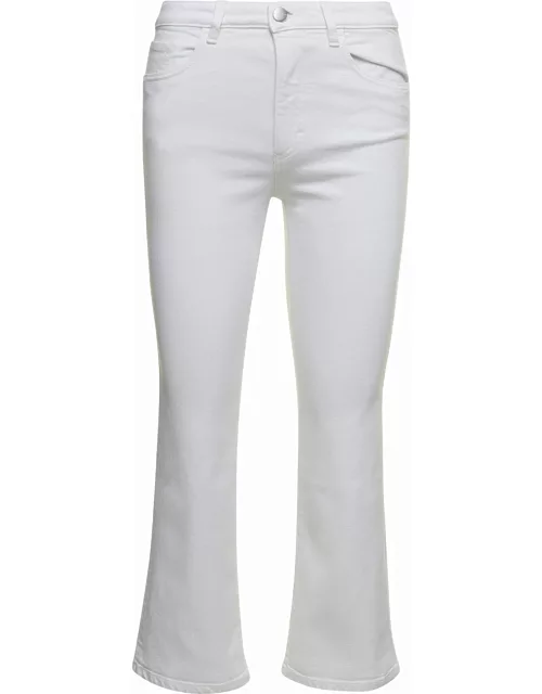 Icon Denim pam White Five-pockets Flared Jeans In Cotton Blend Denim Woman
