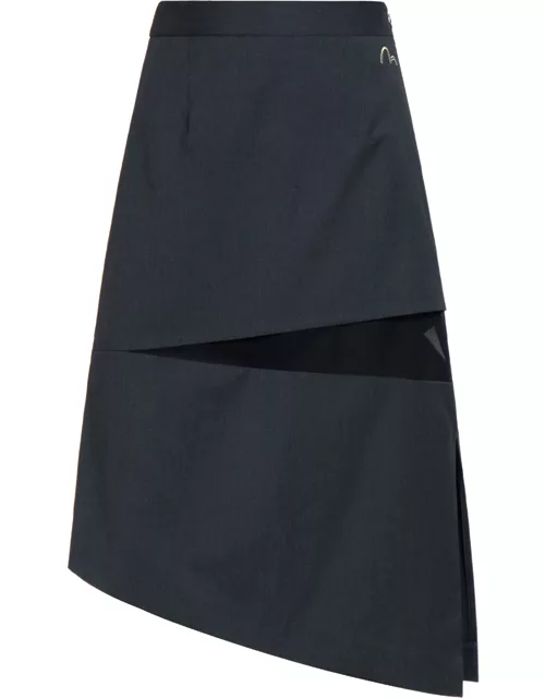 Sheer Panelled Midi Skirt