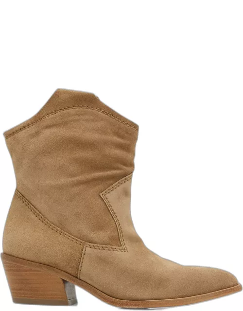 Suede Cropped Cowboy Boot