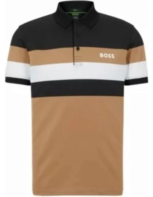 BOSS x Matteo Berrettini slim-fit striped polo shirt- Black Men's Polo Shirt