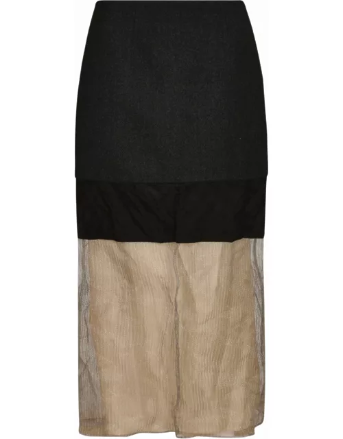 Prada Mesh Paneled Skirt