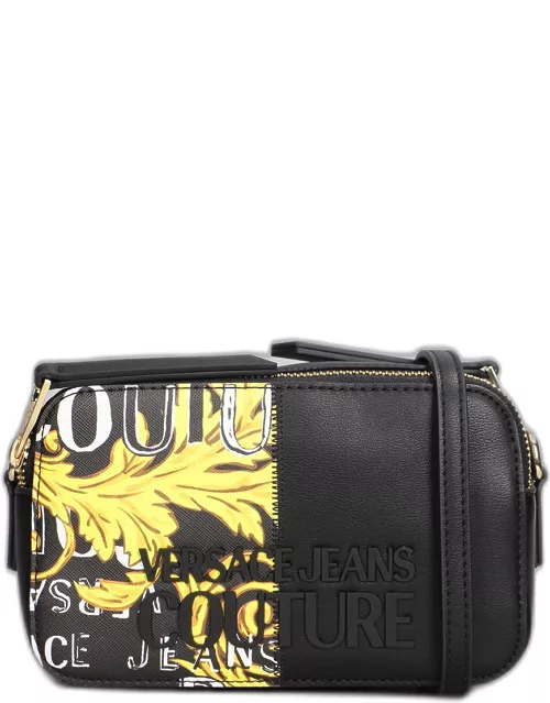Versace Jeans Couture Hand Bag In Black Faux Leather