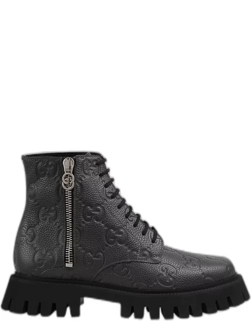 Men's Novo GG Leather Lug Sole Lace-Up Boot