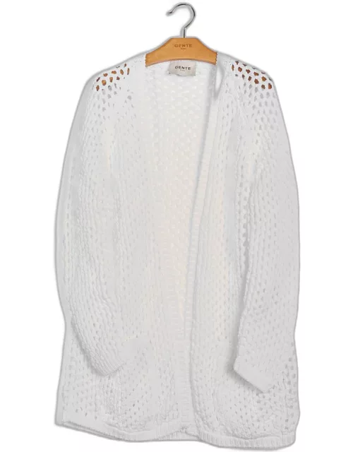 White mesh effect knit over Cardigan