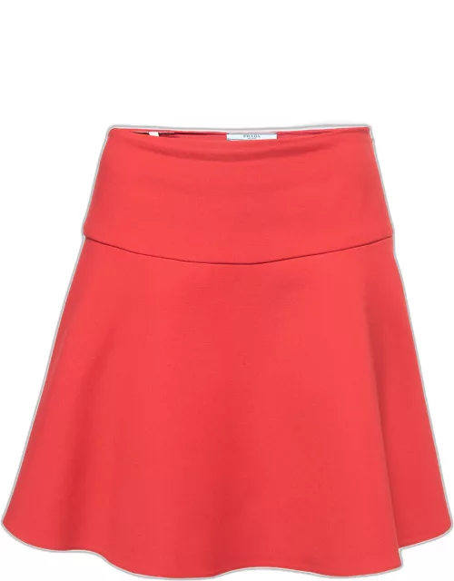 Prada Red Crepe Flared Mini Skirt