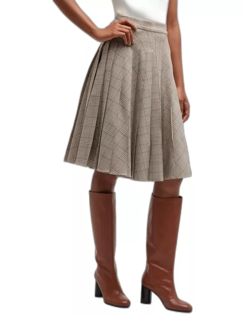 Check Pleated A-Line Skirt