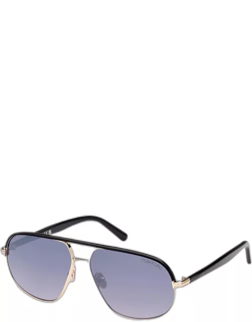Men's Maxwell Double-Bridge Aviator Sunglasse
