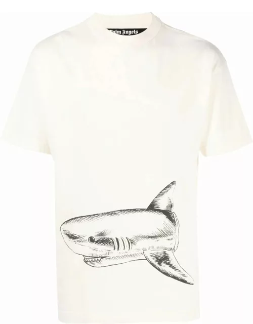 White Broken Shark T-shirt with print