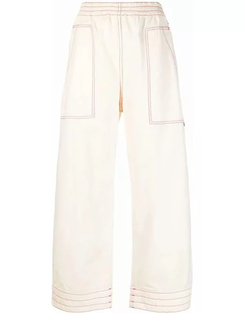 White trousers with contrast stitching