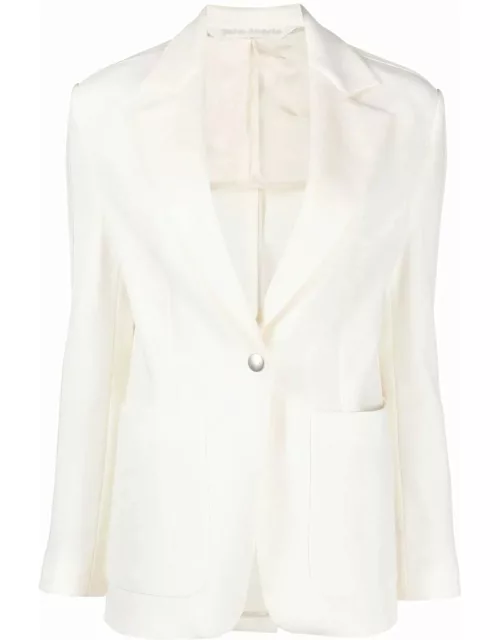 White single-breasted blazer with peaked lapel