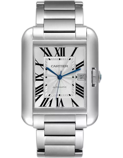 Cartier Silver Stainless Steel Tank Anglaise W5310008 Automatic Men's Wristwatch 47 m