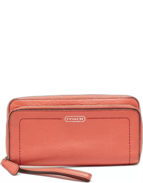 Coach Coral Leather Zip Around Wallet