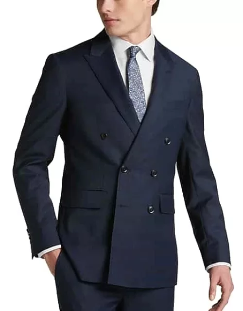 JOE Joseph Abboud Slim Fit Plaid Peak Lapel Double Breasted Men's Suit Separates Jacket Navy Plaid