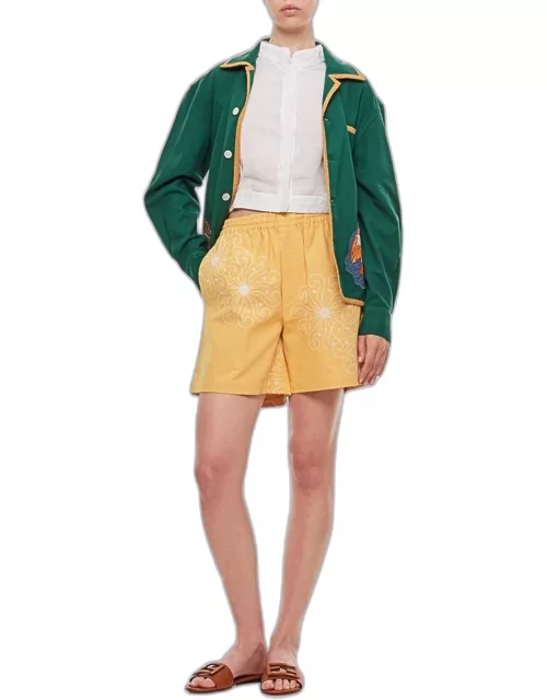 Bode New York Soleil Cotton Blend Shorts Yellow S