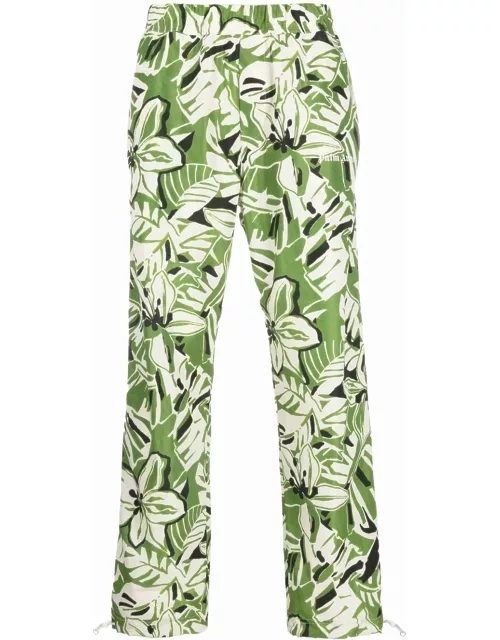 Straight trousers with flower print