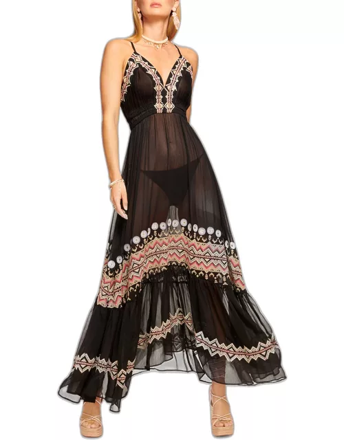 Sienna Embroidered Coverup Maxi Dres