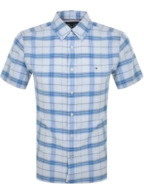 Tommy Hilfiger Short Sleeved Check Shirt Blue