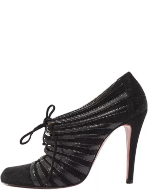 Christian Louboutin Black Leather and Suede Inverness Bootie