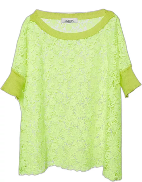 Valentino Neon Yellow Lace Top