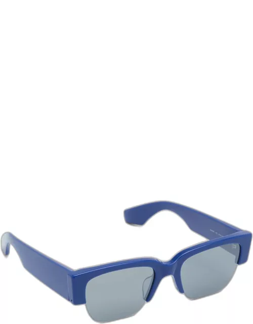 Men's Half-Rim Acetate Rectangle Sunglasse