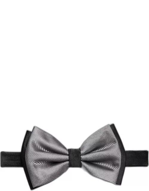 JoS. A. Bank Men's Frame Pre-Tied Bow Tie, Silver, One