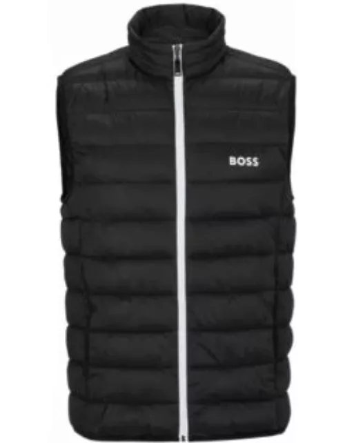 Water-repellent gilet with logo detail- Black Men's Casual Jacket