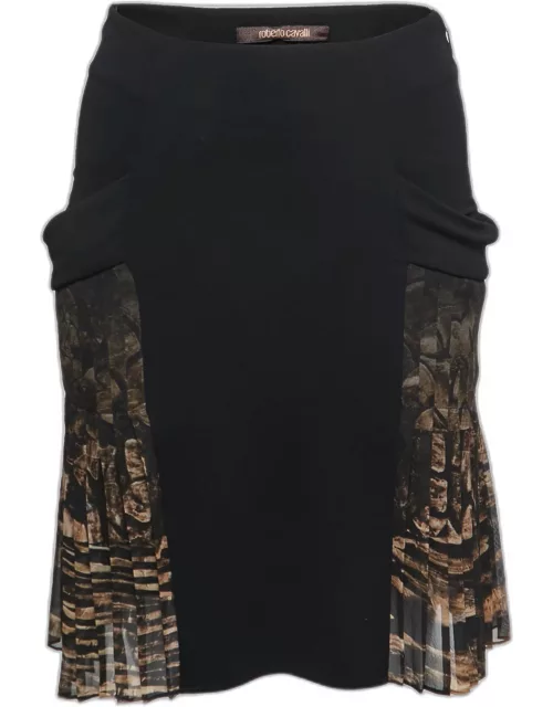 Roberto Cavalli Black Jersey Pleated Mini Skirt