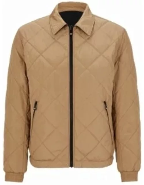 Water-repellent quilted jacket with monogram trim- Beige Men's Casual Jacket