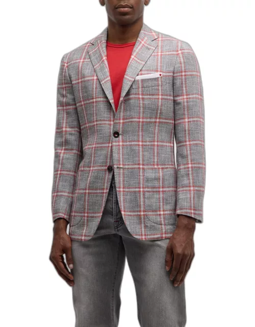 Men's Windowpane Cashmere-Cotton Sport Coat