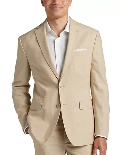 JOE Joseph Abboud Big & Tall Slim Fit Linen Blend Men's Suit Separates Jacket Tan Chambray