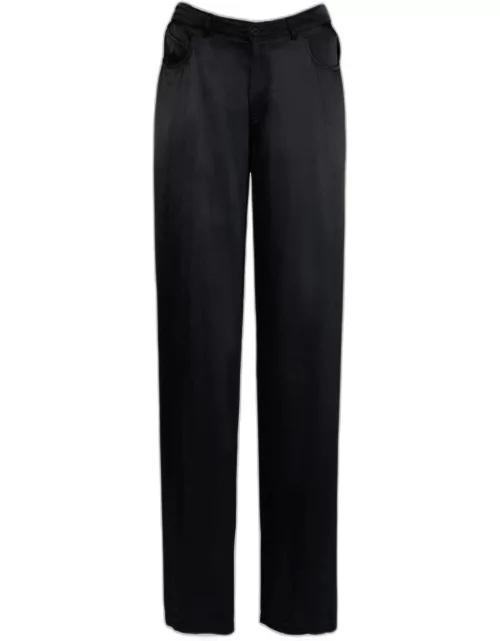 Black satin 5-pocket trouser