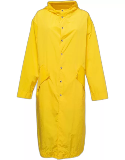 Kenzo Yellow Synthetic Logo Embroidered Hooded Rain Coat