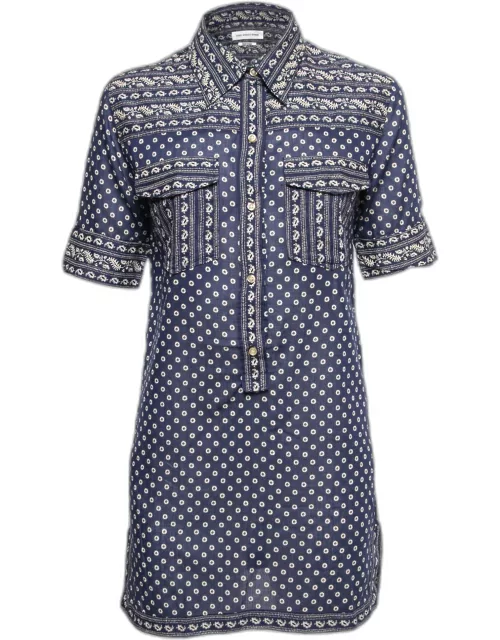 Isabel Marant Etoile Navy blue Floral Printed Cotton Tunic Top