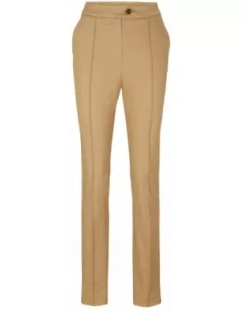Regular-fit trousers in glossy stretch material- Beige Women's Formal Pant