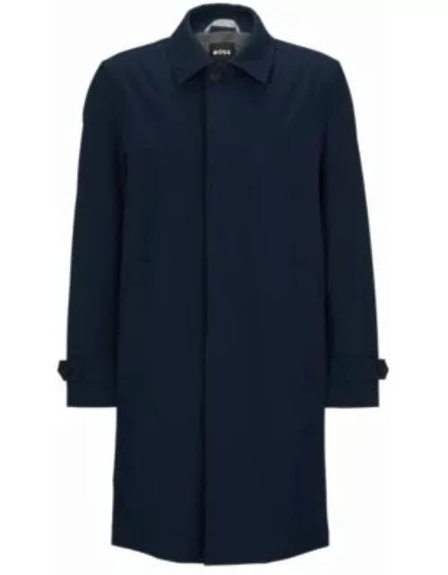 Water-repellent coat in performance-stretch softshell material- Dark Blue Men's Formal Coat