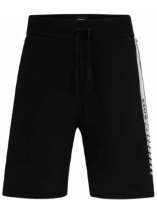 Cotton shorts with stripes and logo- Black Men's Loungewear
