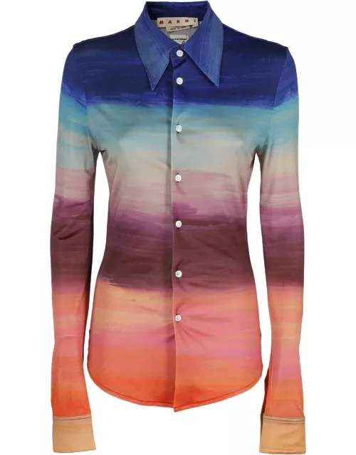 Marni Multicoloured Jersey Shirt With Dark Side Of The Moon Print