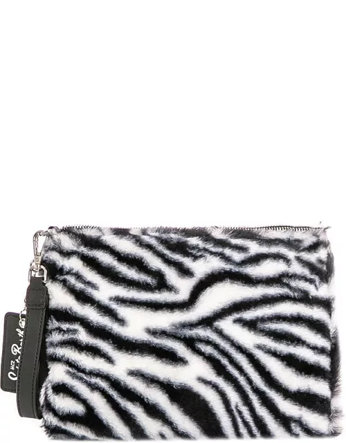 MC2 Saint Barth Parisienne Furry Cross-body Bag Pochette With Zebra Print