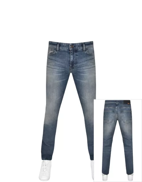 BOSS Delaware Slim Fit Mid Wash Jeans Blue